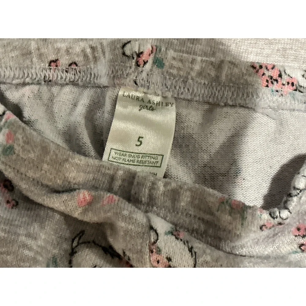 Laura Ashley Girls Pajama Set Size 5 Grey Pink Dog Terrier You're Beautiful 2PC